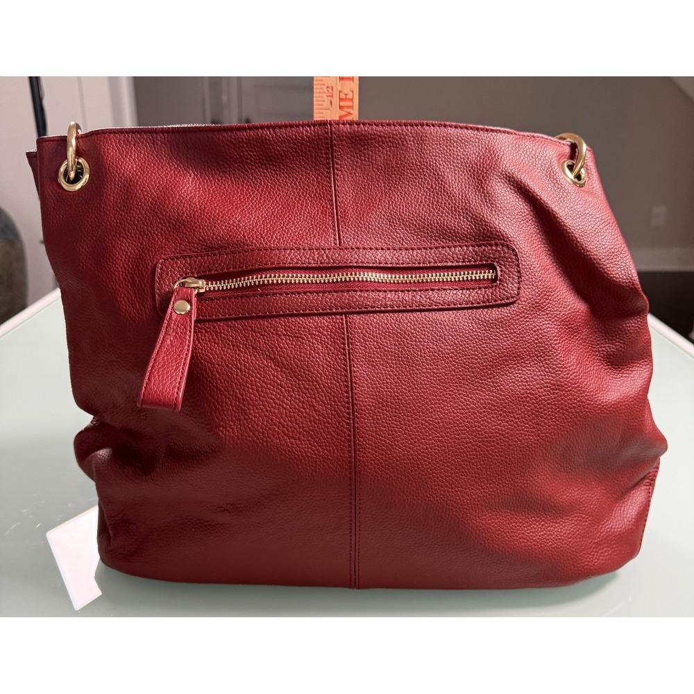 Cuore & Pelle Brand Italian Red Leather Shoulder Bag Gold Tone Chain Hard wear - Picture 4 of 11